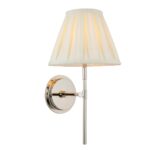 Endon Rennes Polished Nickel Wall Light Cream Pleated Shade