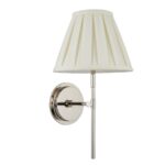Endon Rennes Polished Nickel Wall Light Cream Pleated Shade