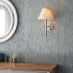 Endon Rennes Polished Nickel Wall Light Ivory Silk Shade