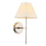 Endon Rennes Polished Nickel Wall Light Ivory Silk Shade