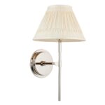 Endon Rennes Polished Nickel Wall Light Ivory Silk Shade