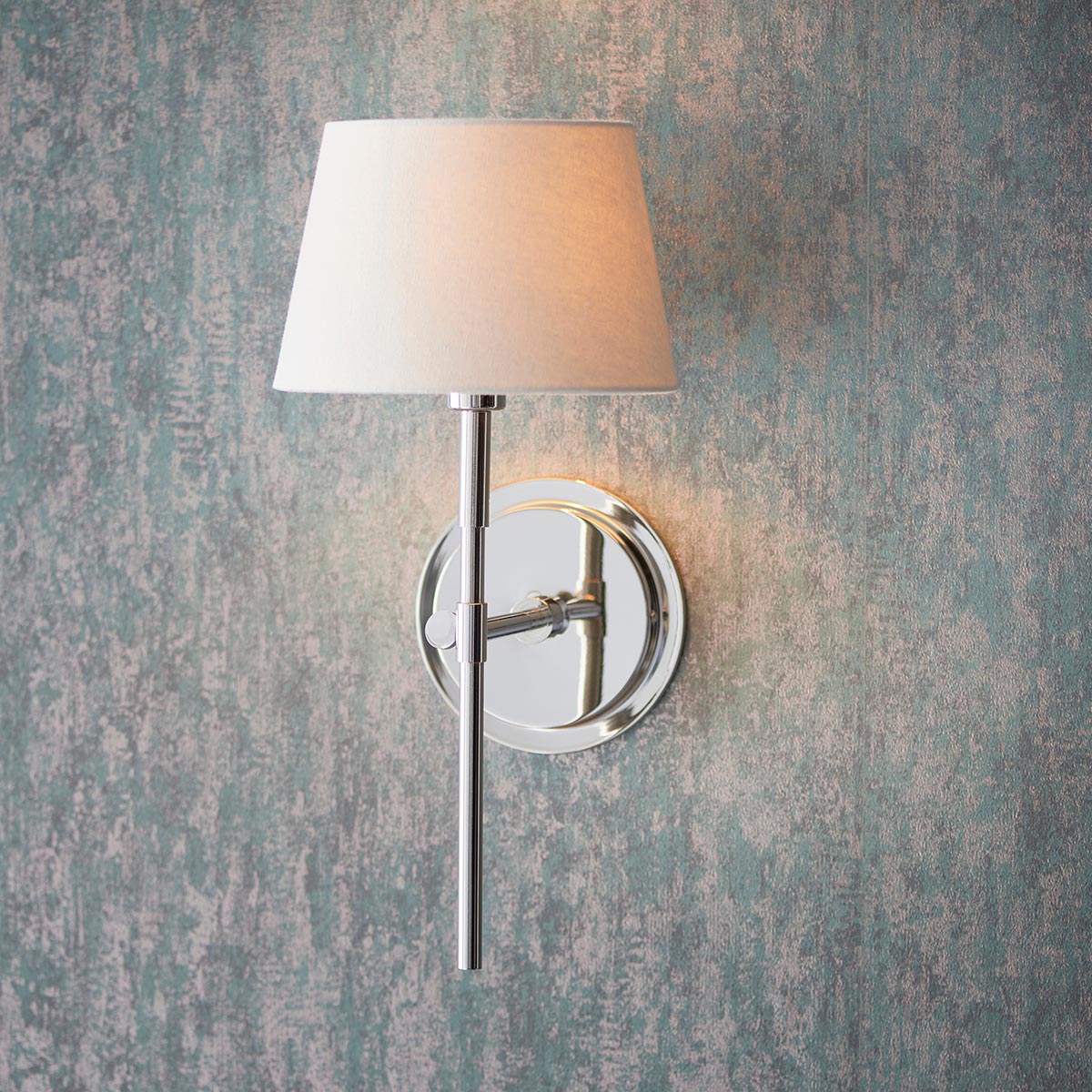 Endon Rennes Polished Nickel Wall Light With Ivory Shade