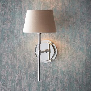 Rennes polished nickel wall light with grey shade main image
