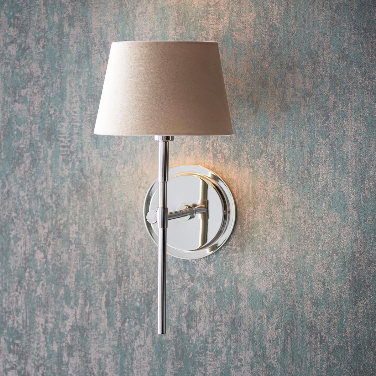 Endon Rennes Polished Nickel Wall Light With Grey Shade