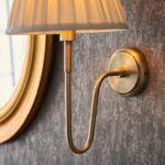 Endon Rouen Antique Brass Wall Light Cream Pleated Shade