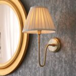 Endon Rouen Antique Brass Wall Light Cream Pleated Shade