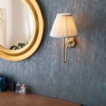 Endon Rouen Antique Brass Wall Light Cream Pleated Shade