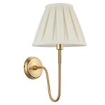Endon Rouen Antique Brass Wall Light Cream Pleated Shade