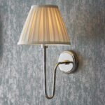Endon Rouen Polished Nickel Wall Light Cream Pleated Shade