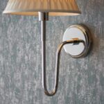 Endon Rouen Polished Nickel Wall Light Ivory Silk Shade