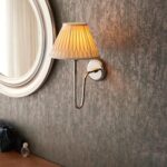 Endon Rouen Polished Nickel Wall Light Ivory Silk Shade