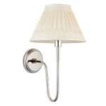 Endon Rouen Polished Nickel Wall Light Ivory Silk Shade