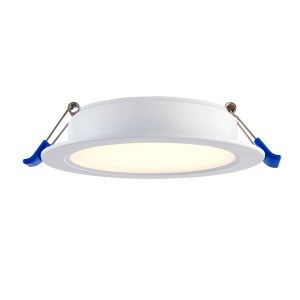 Circo value 9W CCT LED downlight in matt white with 720 lumens on white background lit