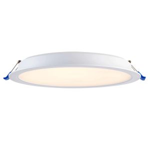 Circo value 24W CCT LED downlight in matt white with 2100 lumens on white background lit