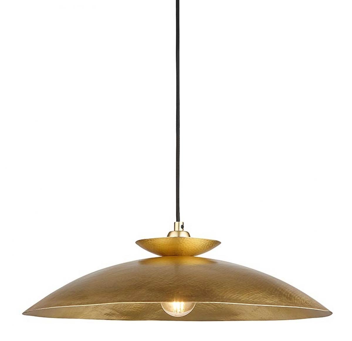 Handmade Hammered Metal Shade Kitchen Pendant in Brass