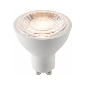 GU10 SMD LED lamp with 60° beam in warm white and 680 lumen lit