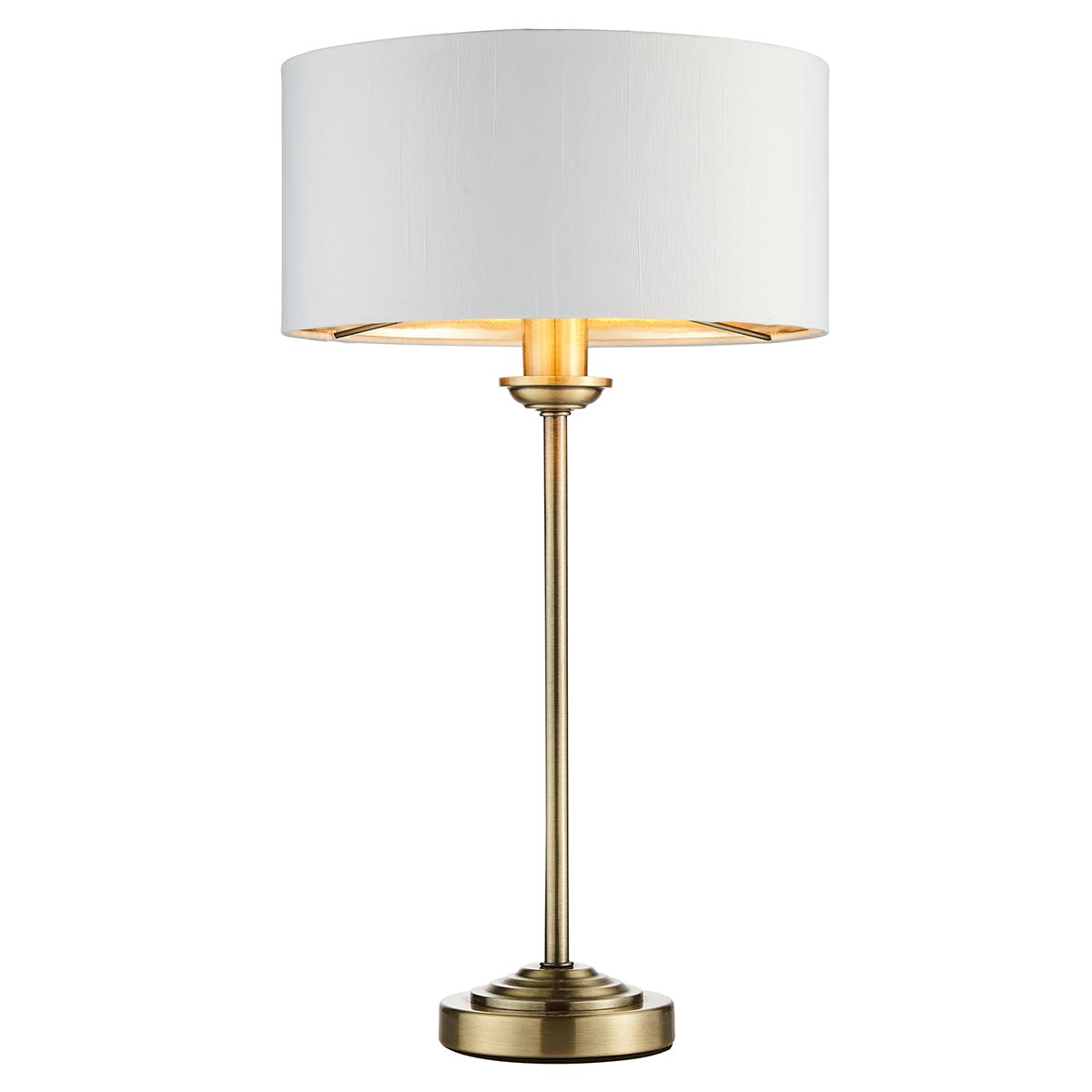 Highclere 1 Light Table Lamp Antique Brass White Shade