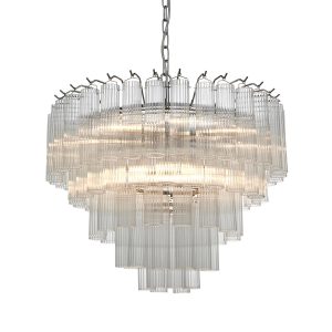 Toulouse 12 light tiered chandelier in polished nickel, half height