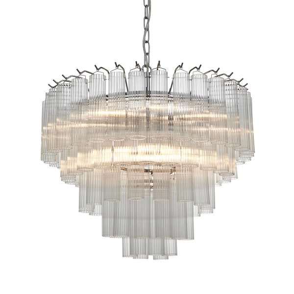 Endon Toulouse 12 Light Tiered Chandelier Polished Nickel