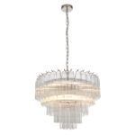 Endon Toulouse 12 Light Tiered Chandelier Polished Nickel