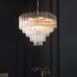 Endon Toulouse 12 Light Tiered Chandelier Polished Nickel