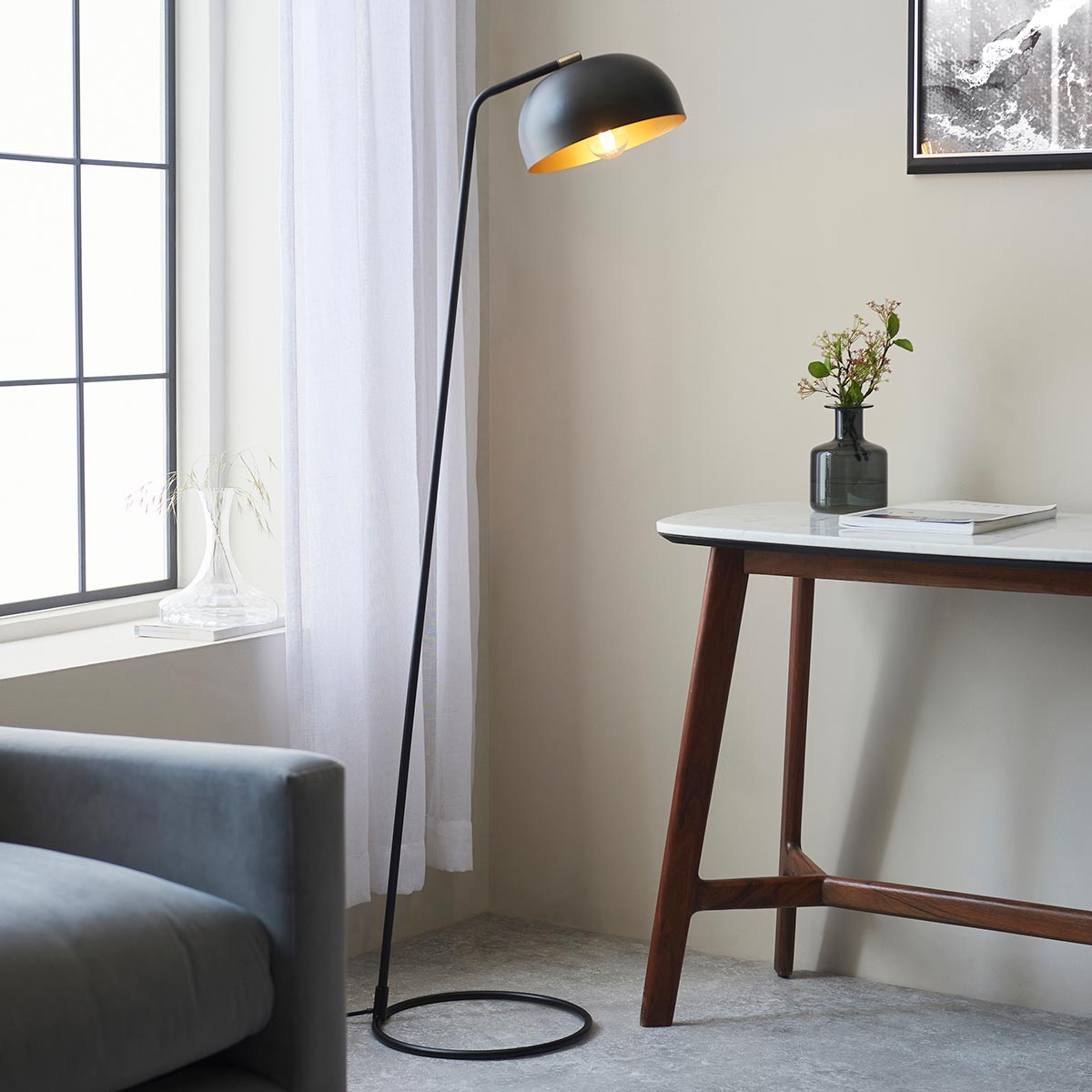 Endon Brair 1 Light Modern Floor Lamp Matt Black