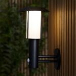 Endon Tarrow Modern Solar Outdoor Wall Light PIR Black