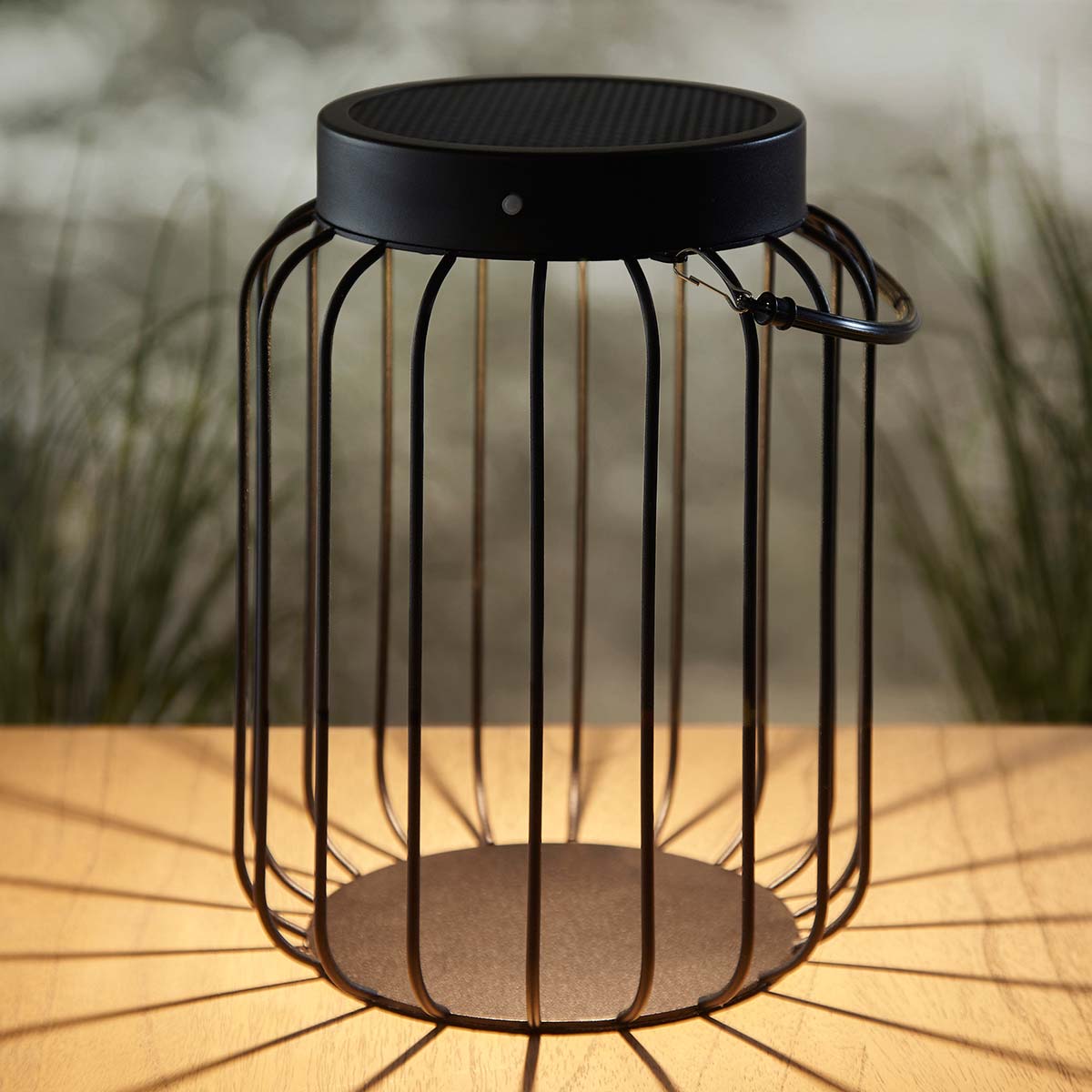 Endon Tropic Solar Powered Outdoor Table Lantern Black