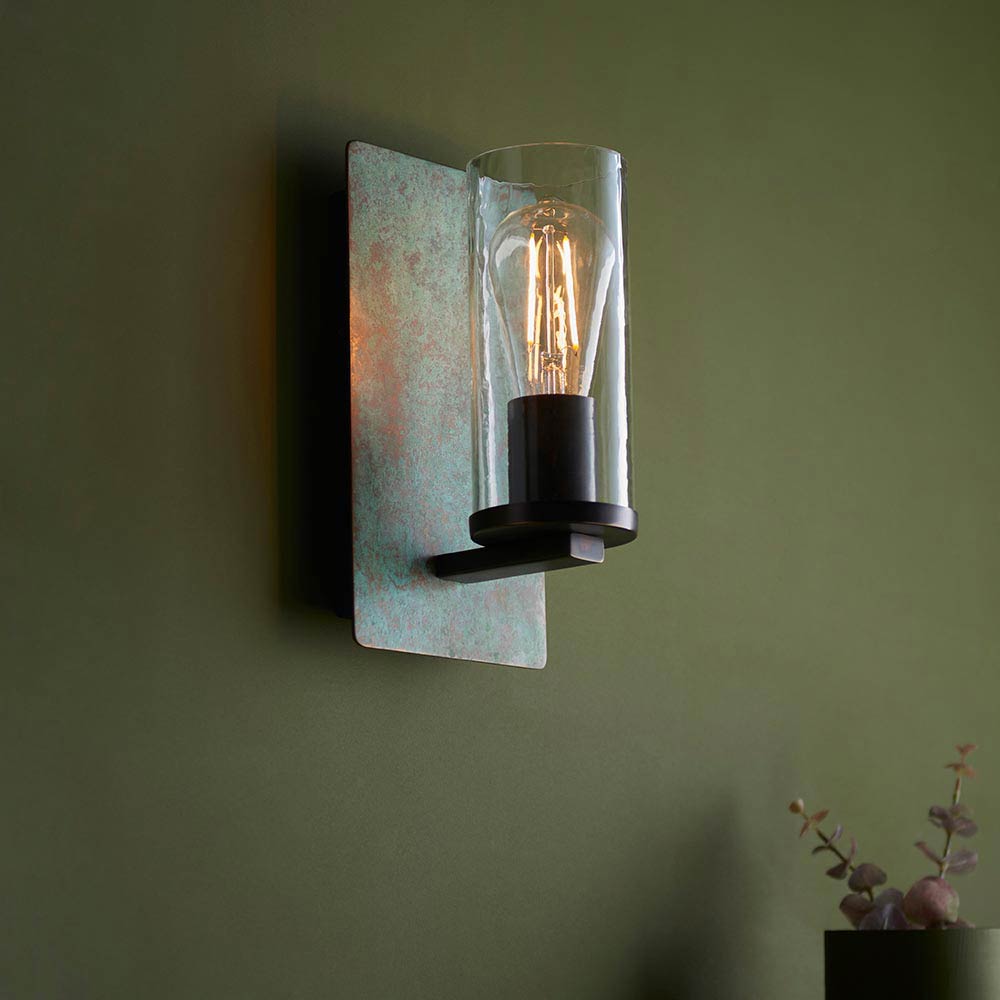 Handmade Industrial Wall Light in Verdigris Bronze