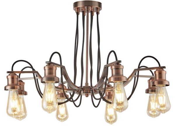 Olivia 8 light chandelier pendant in antique copper finish main image