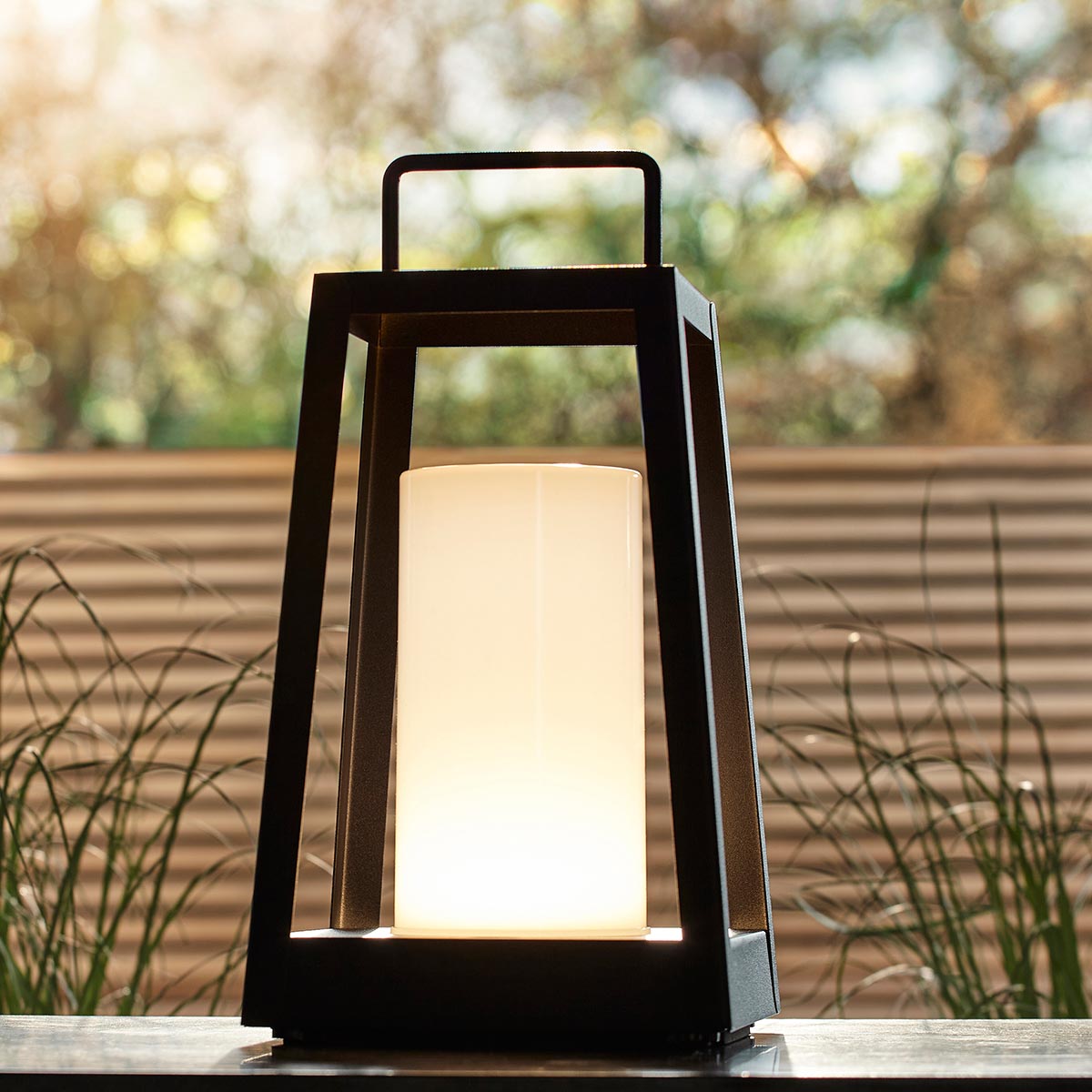 Endon Tallow Rechargeable Outdoor Table Lantern Black