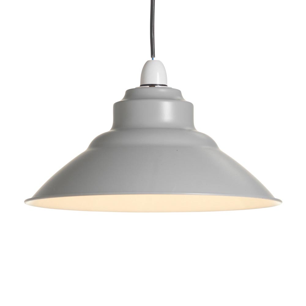 Balor Metal Ceiling Lamp Shade Soft Grey 31cm Diameter