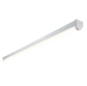 RularPlus 6ft single 35W cool white LED batten in gloss white on white background lit