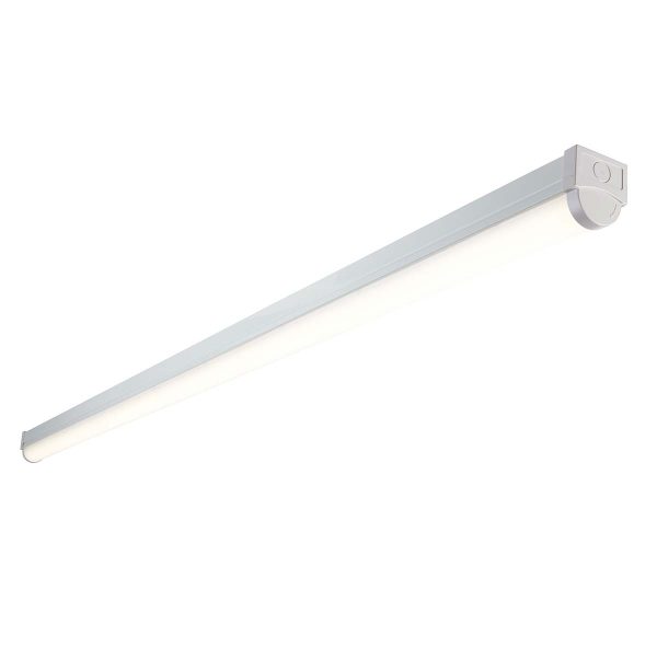 RularPlus 6ft single 35W cool white LED batten in gloss white on white background lit