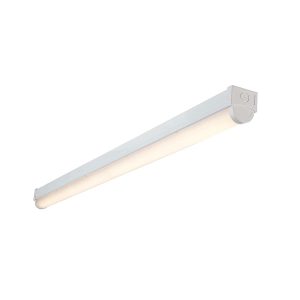 RularPro 4ft single 28/32W CCT LED batten in gloss white on white background lit