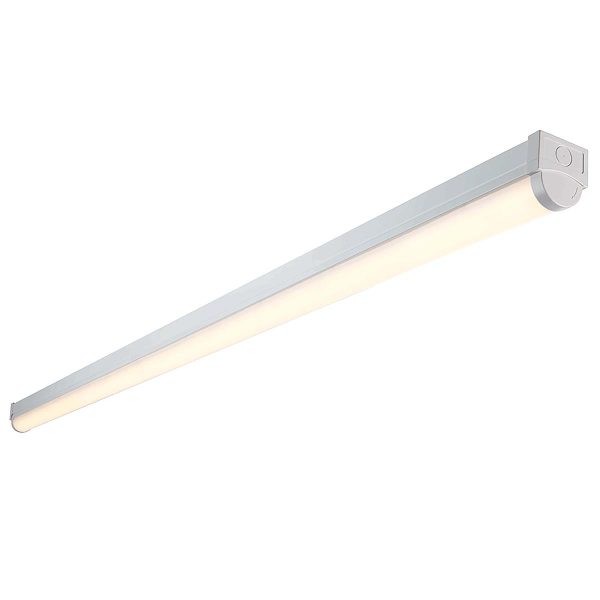 RularPro 6ft single 35/44W CCT LED batten in gloss white on white background lit