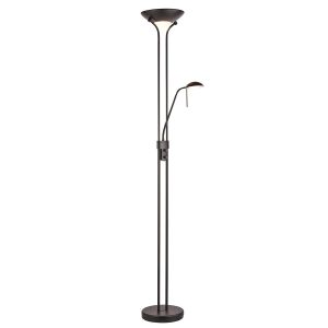 Rome matt black mother and child floor lamp on a white background.