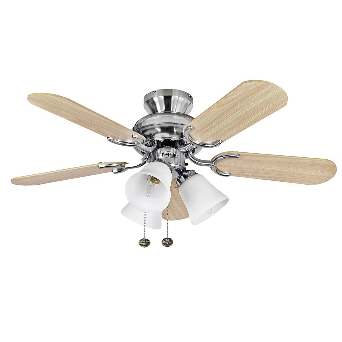 Fantasia Capri Combi 36″ Ceiling Fan Stainless Steel / Maple / Silver