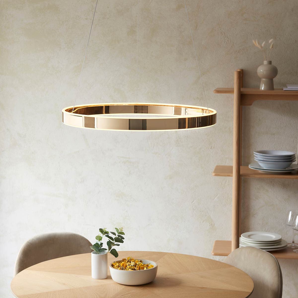French Gold Architectural LED Ring Pendant Dimmable