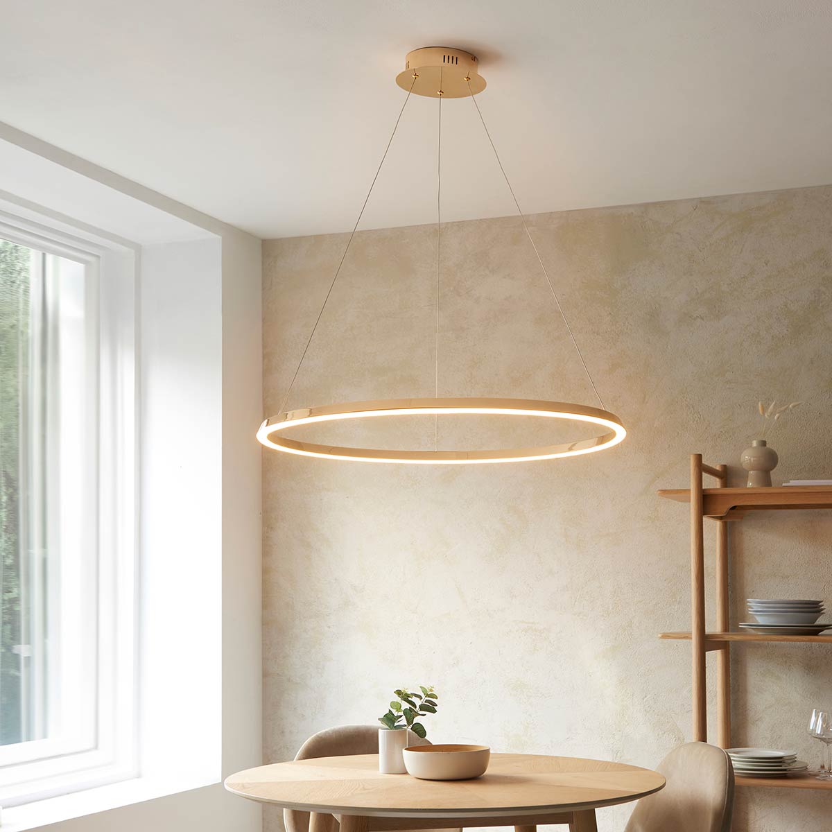 Modern French Gold LED Ring Ceiling Pendant Dimmable