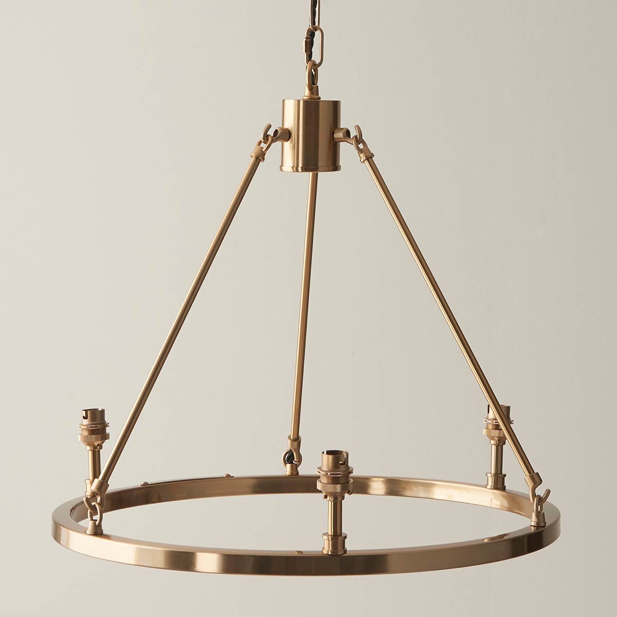 Aged Brass 3 Light Hoop Design Chandelier Fitting Only