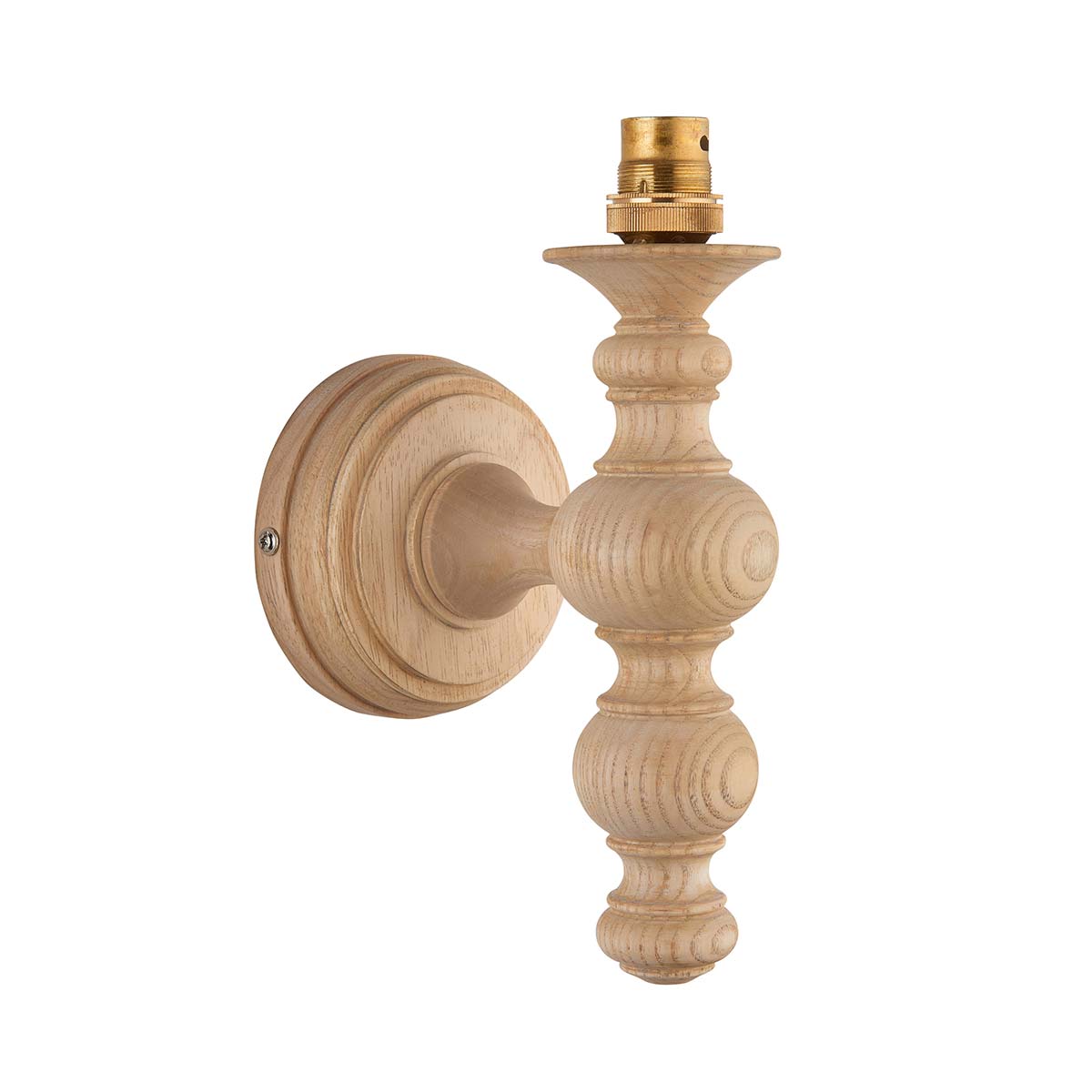 Bibury Traditional Turned Natural Ash Wood Wall Light
