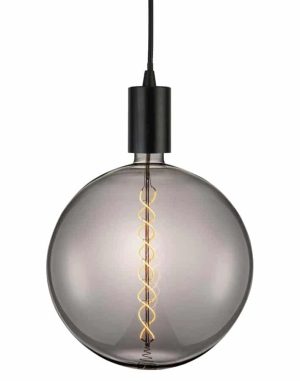 Giant Teardrop 8w LED spiral filament bulb pendant smoked E27