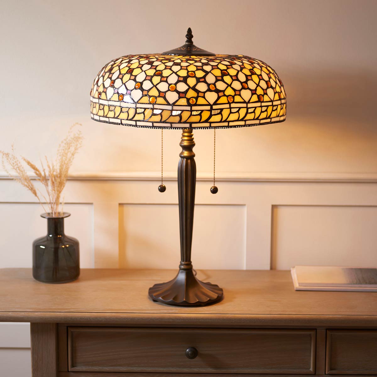 Mille Feux Large Tiffany Table Lamp 2 Light