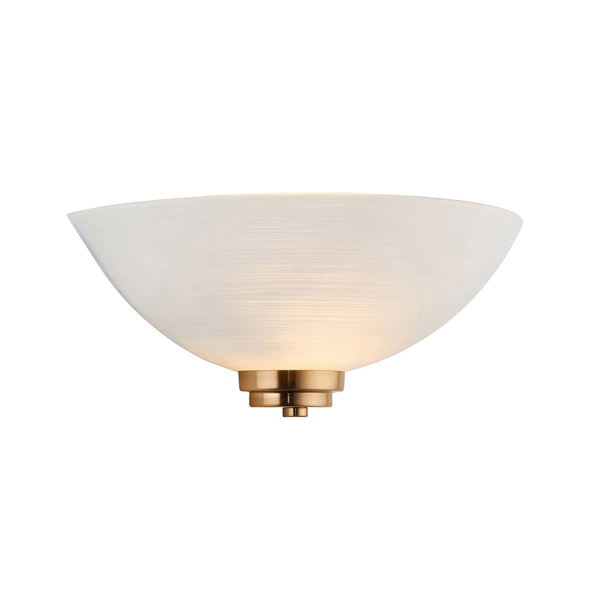 Welles Wall Light Uplighter in Brushed Aged Brass with White Glass
