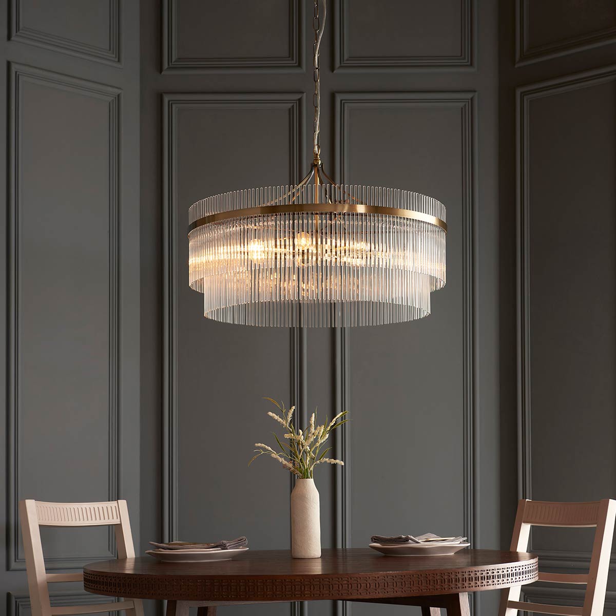 Marietta Grand 7 Light Pendant Chandelier in Antique Brass