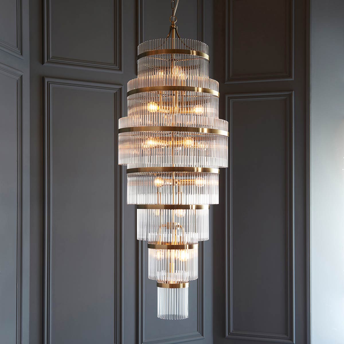 Marietta Grand 21 Light Tiered Chandelier in Antique Brass