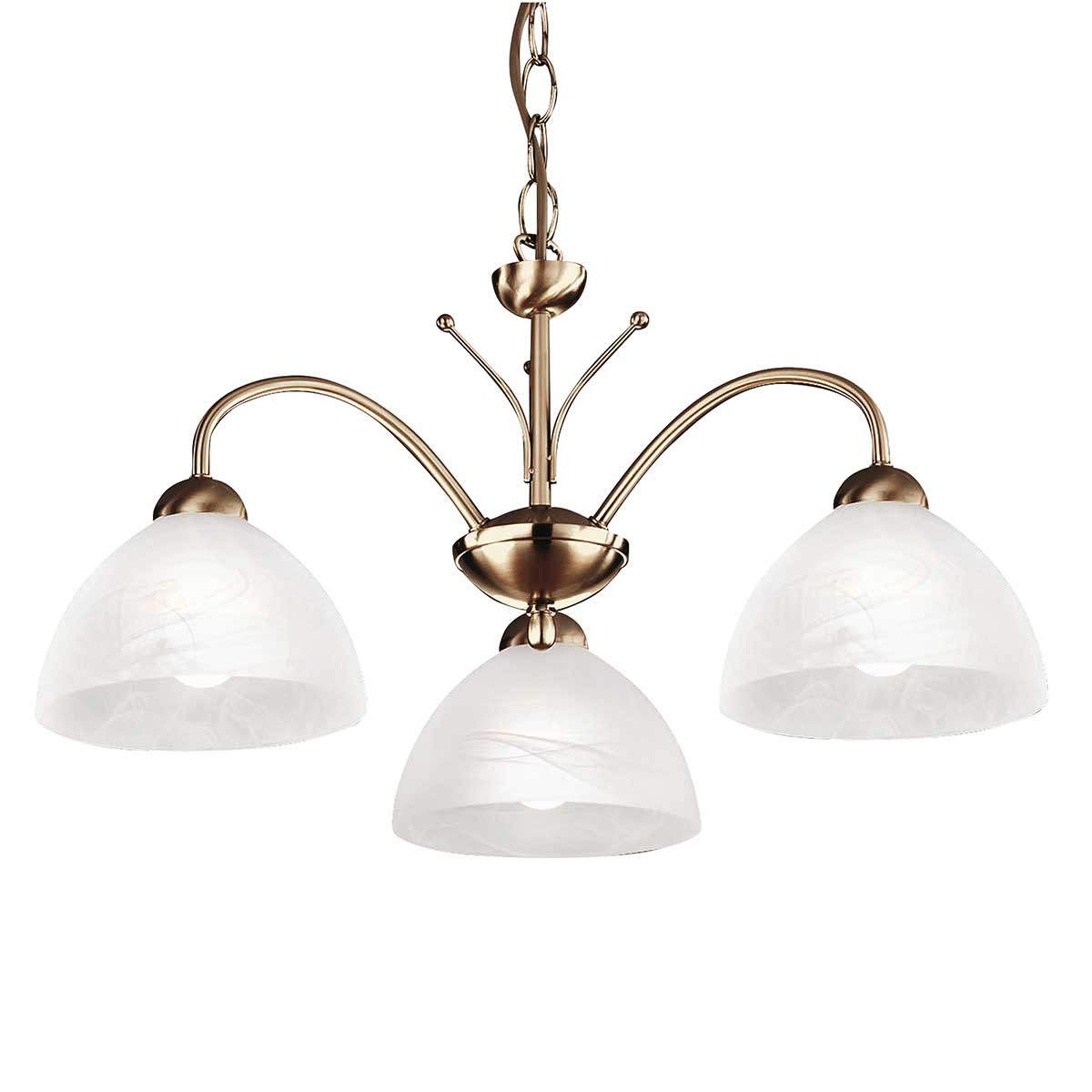 Milanese 3 Light Ceiling Light Antique Brass Alabaster Glass