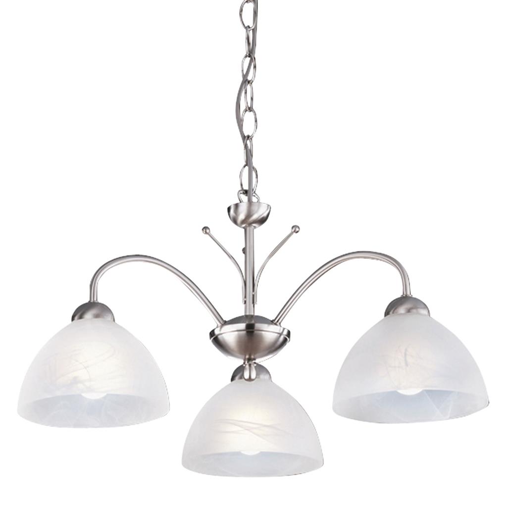 Milanese 3 Light Ceiling Light Satin Silver Alabaster Glass