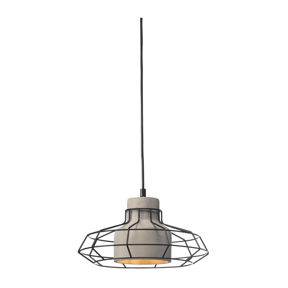 Klos urban chic single pendant light in concrete and matt black main image